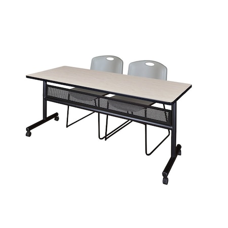 Kobe Rectangle FlipTop Table, 72" W, 29" H, Laminate Top, Maple MKFTM7224PL44GY